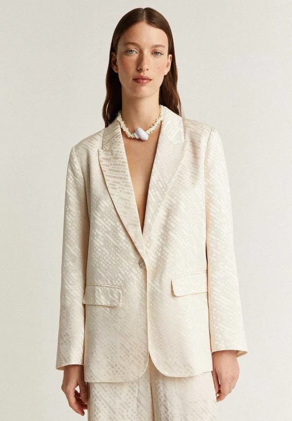Online Scalpers Blazer Jacquard Detalle Tira Trenzada