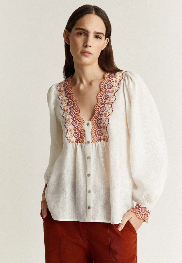 Clearance Scalpers Blusa Bordado Contraste