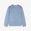New Scalpers Blusa Denim Bordada Contraste