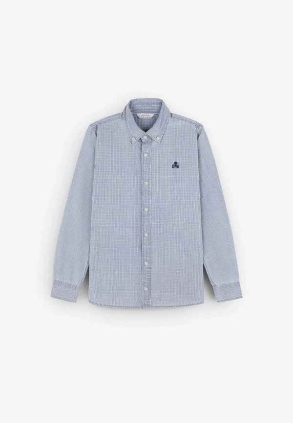 Clearance Scalpers Camisa Denim Cuadros Calavera