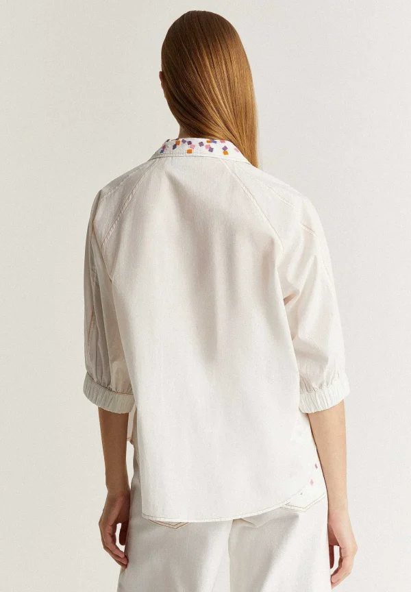 Discount Scalpers Camisa Detalle Bordados Diseno Cuadrados