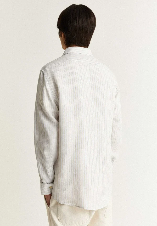Sale Scalpers Camisa Premium Lino Rayas Slim