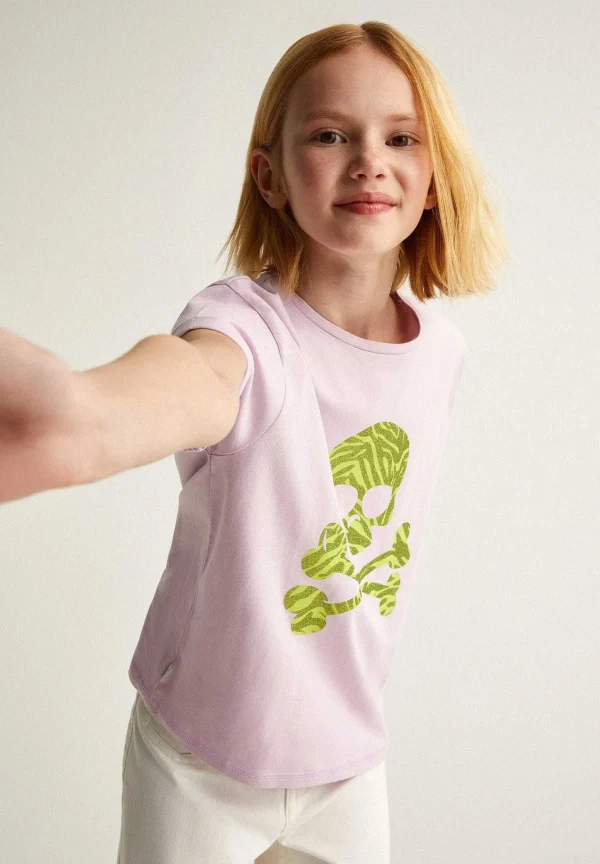 Online Scalpers Camiseta Calavera Animal Print Glitter