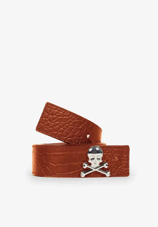 Fashion Scalpers Cinturon Piel Calavera Metalica