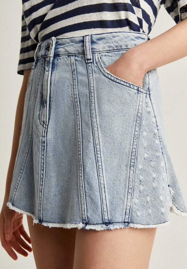 Outlet Scalpers Falda Mini Denim Lavada