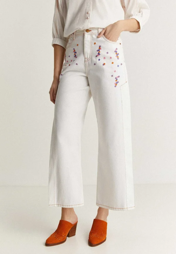 Cheap Scalpers Jeans Culotte Detalles Bordados