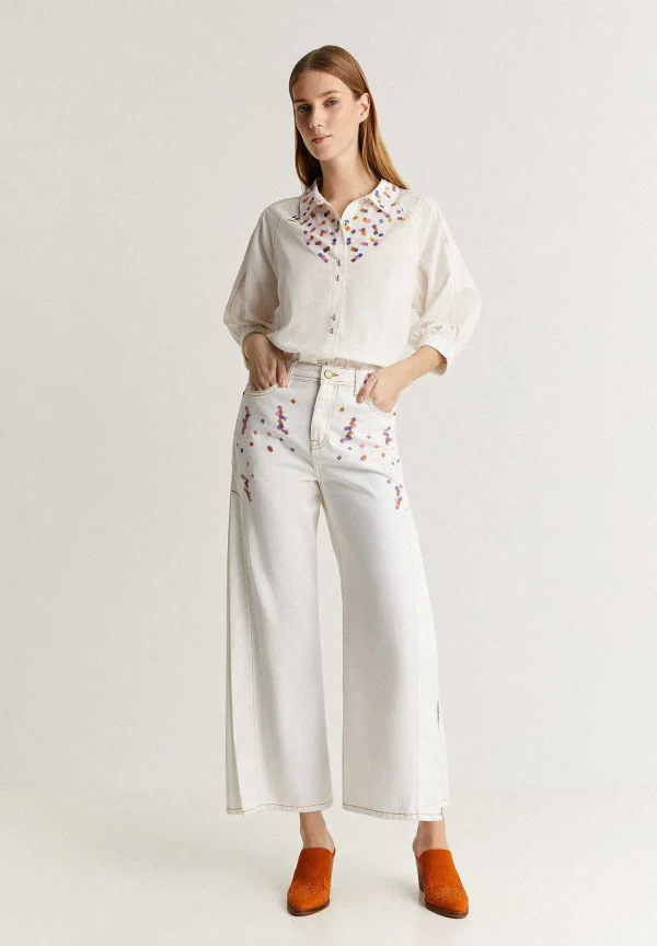 Cheap Scalpers Jeans Culotte Detalles Bordados