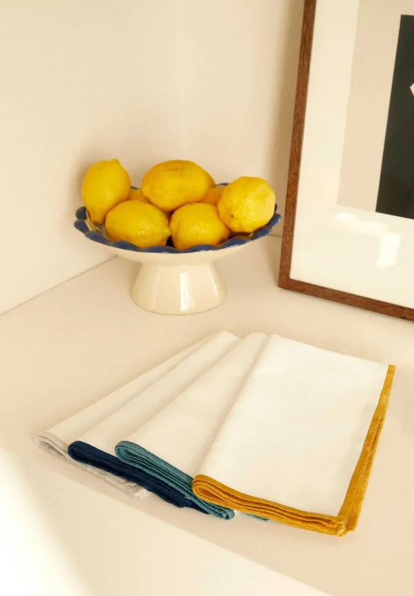 Clearance Scalpers Pack Servilletas Lino Borde Contraste