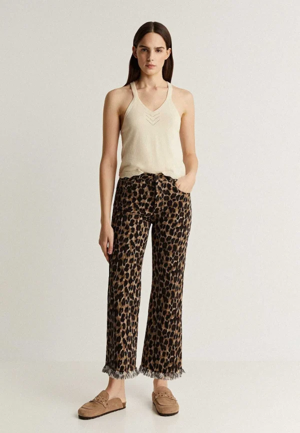 New Scalpers Pantalon Animal Print Bajo Desflecado
