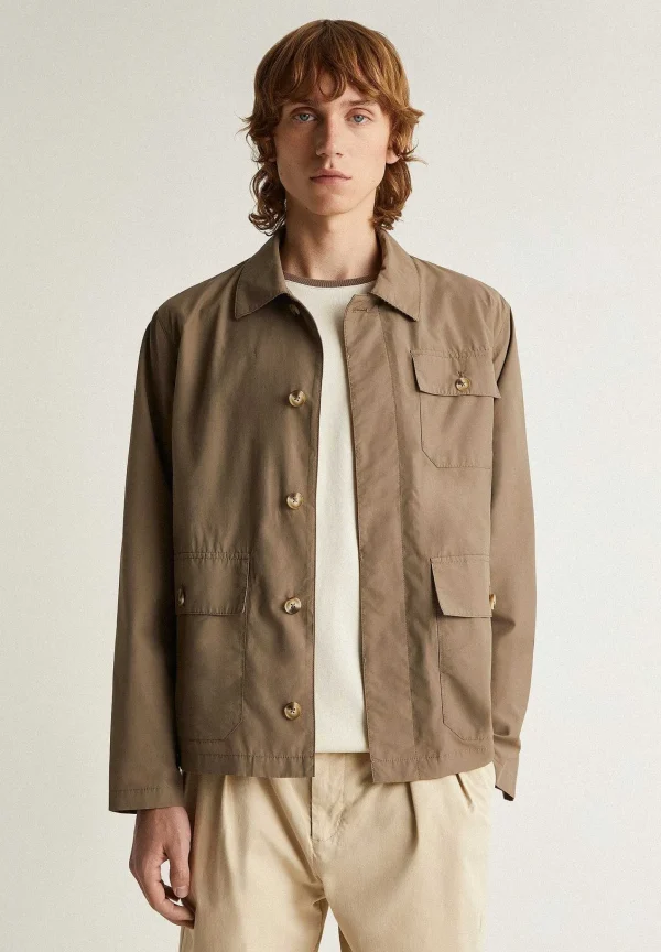 Online Scalpers Sobrecamisa Detalle Cuello Pana