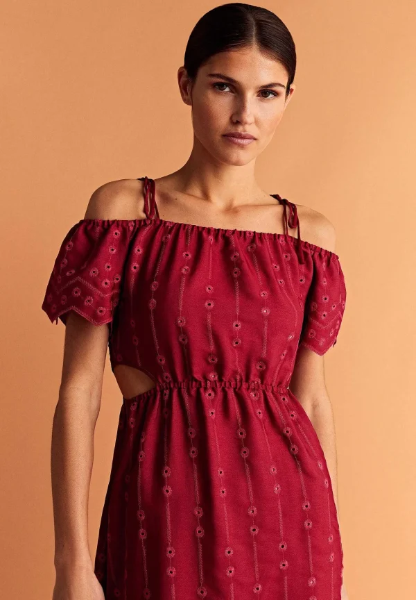 Clearance Scalpers Vestido Bordado Hombro Descubierto