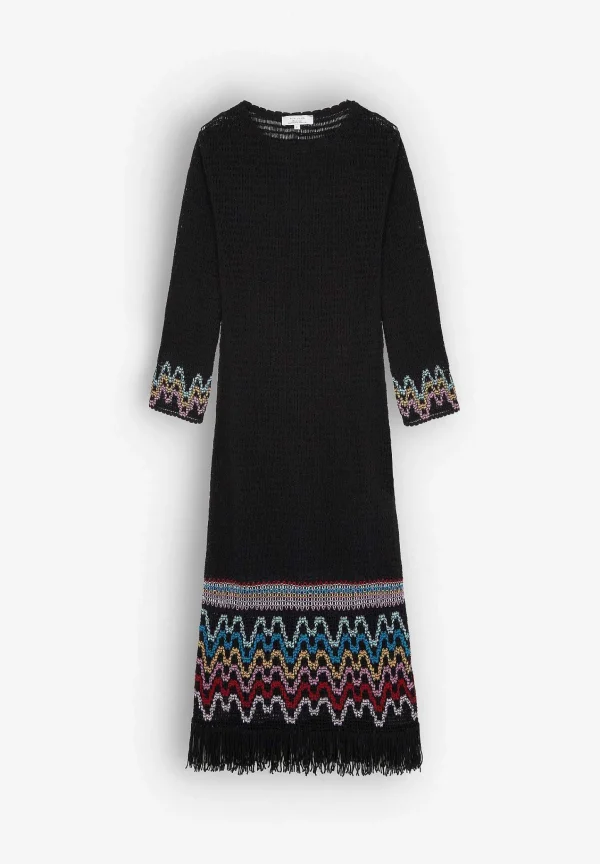 Online Scalpers Vestido Crochet Detalle Flecos