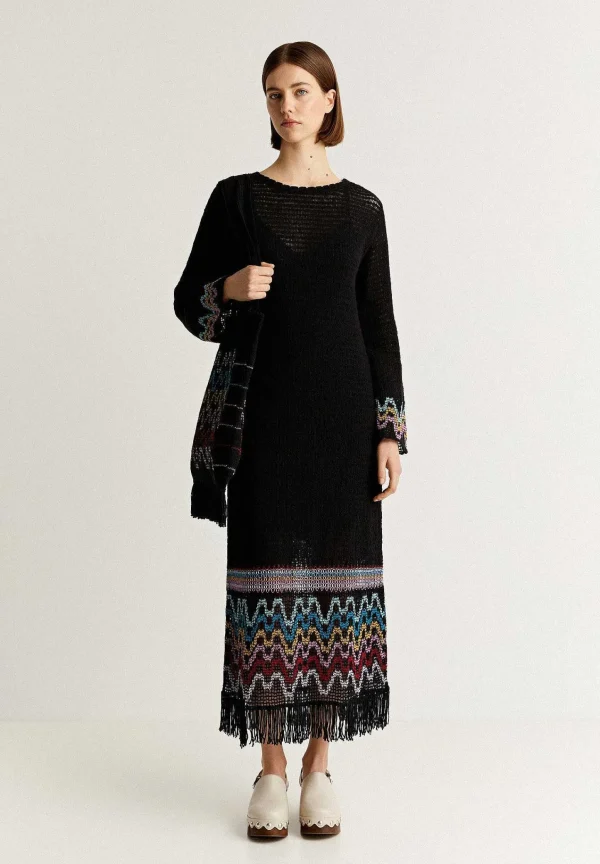 Online Scalpers Vestido Crochet Detalle Flecos