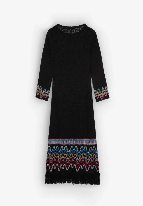 Online Scalpers Vestido Crochet Detalle Flecos