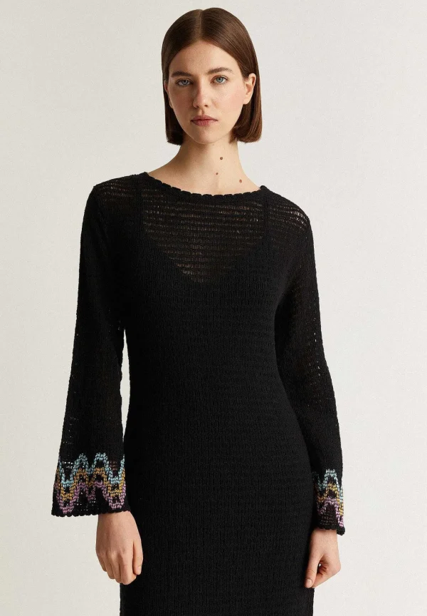 Online Scalpers Vestido Crochet Detalle Flecos