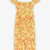 Shop Scalpers Vestido Lino Midi Drapeado Pecho