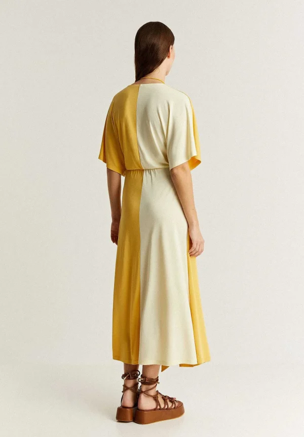 Outlet Scalpers Vestido Midi Cupro Bicolor