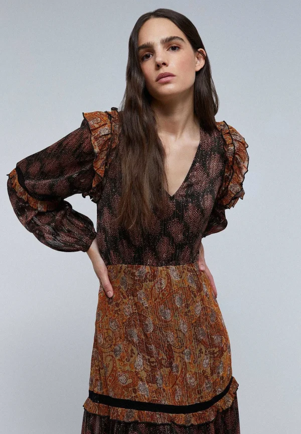 New Scalpers Vestido Midi Paisley Lurex