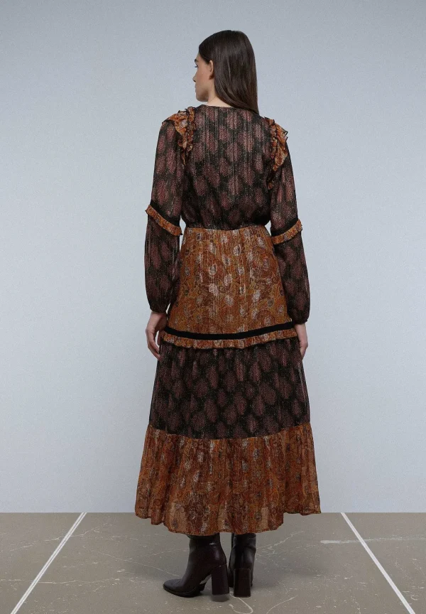New Scalpers Vestido Midi Paisley Lurex