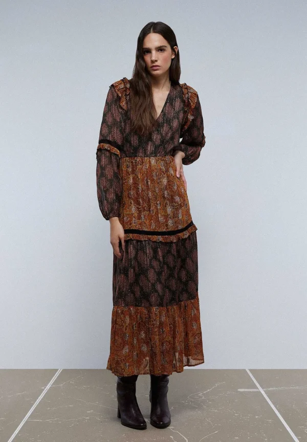 New Scalpers Vestido Midi Paisley Lurex
