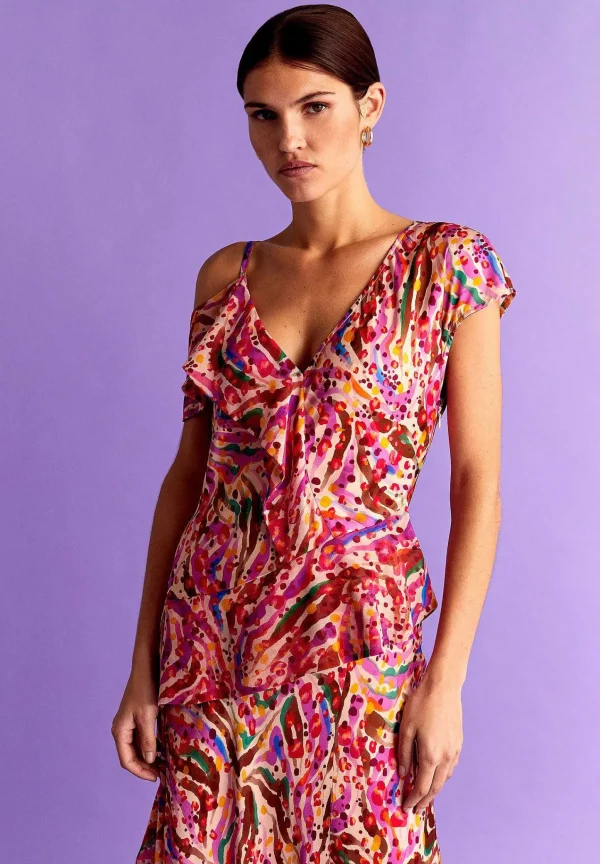 Shop Scalpers Vestido Midi Print Volantes