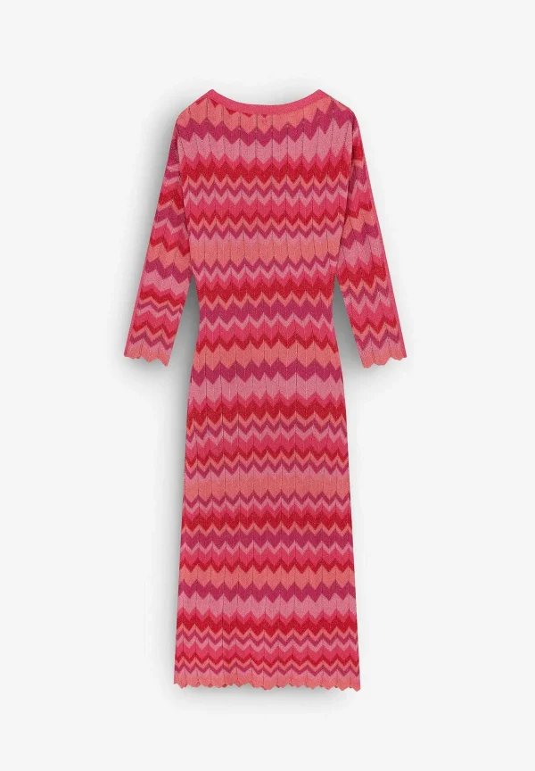 Best Scalpers Vestido Midi Punto Zigzag Lurex