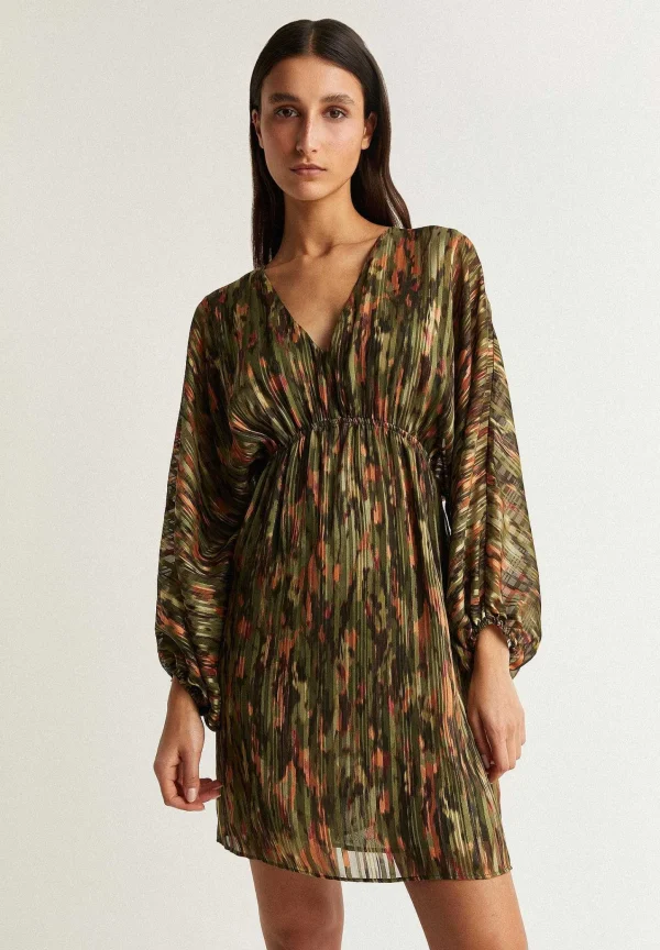 Best Scalpers Vestido Mini Print Detalle Metalizado